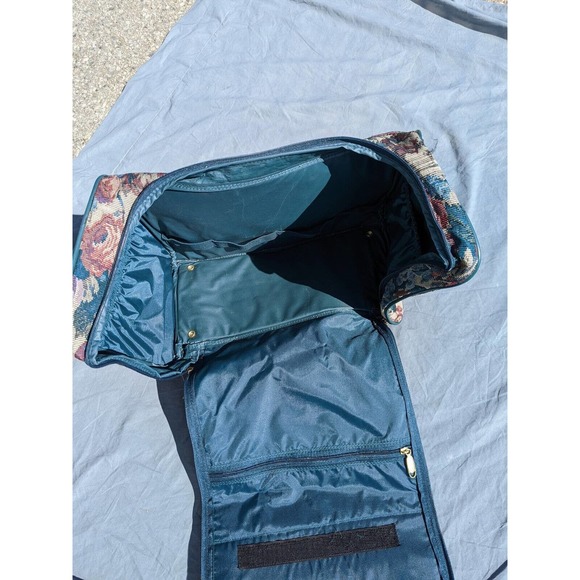 Ascot Travel Carry-on Floral Canvas Bag Luggage Vintage- Unused- Shoulder Strap - Picture 11 of 11